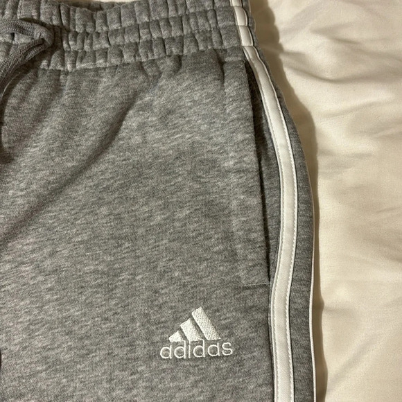 Adidas women’s Joggers Essentials 3-stripes French Terry Cuffed Pants, Gray XS - Picture 3 of 12